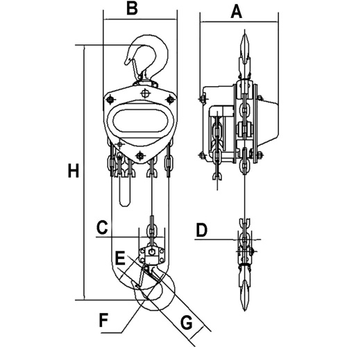 KCH Series Chain Hoists, 20' Lift, 2200 lbs. (1 tons) Capacity, Alloy Steel Chain Chandler Sales
