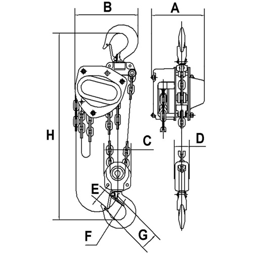 KCH Series Chain Hoists, 20' Lift, 11000 lbs. (5 tons) Capacity, Alloy Steel Chain Chandler Sales