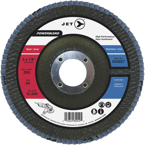 Flap Discs - Steel/Stainless Steel Application, 6" x 7/8", Type 29, Z120 Grit, Zirconium Chandler Sales
