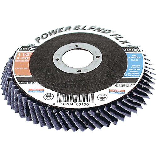 PowerBlend FLX High Performance Flap Discs, 4-1/2" x Type 27, Z120 Grit, Zirconium Chandler Sales