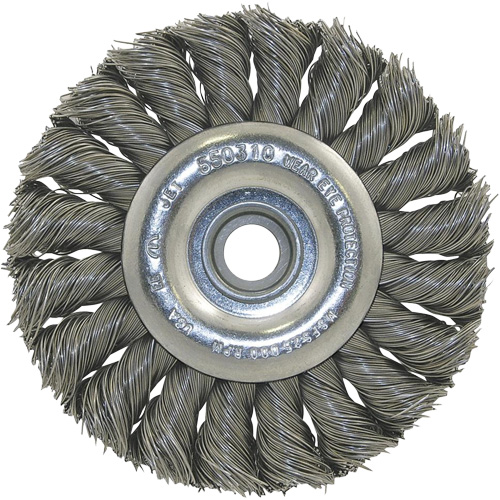 Meule &agrave; fils nou&eacute;s torsad&eacute;s, Dia. 8", Fils 0,020", Arbre 1/2", Acier Chandler Sales