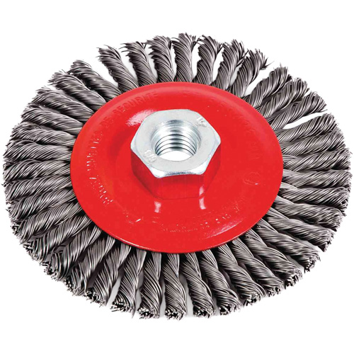 Brosse &agrave; cordon de soudure pour meuleuse angulaire, Dia. 4-1/2", Fils 0,02", Arbre 5/8"-11, Acier Chandler Sales