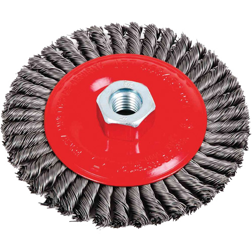 Brosse &agrave; cordon de soudure pour meuleuse angulaire, Dia. 5", Fils 0,02", Arbre 5/8"-11, Acier Chandler Sales