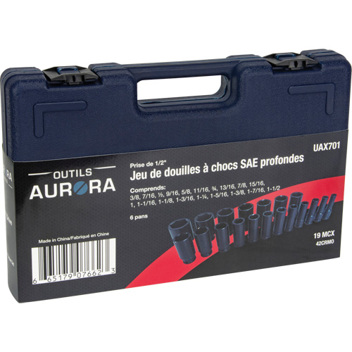 Jeu de douilles SAE, 19 Mcx, Chocs, Prise de 1/2", Profond Chandler Sales