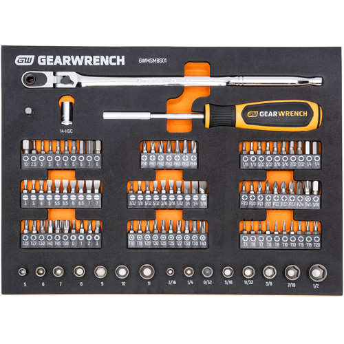 Jeu d'outils &agrave; t&ecirc;te &eacute;troite pour m&eacute;canicien dans un plateau de rangement en mousse Chandler Sales