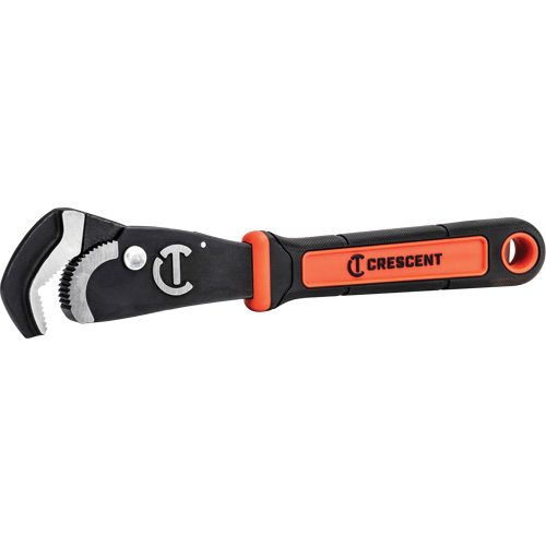 Self-Adjusting Dual Material Pipe Wrench, 1-1/2" Jaw Capacity, 12" Long, Black Oxide Finish, Cushion Handle Chandler Sales