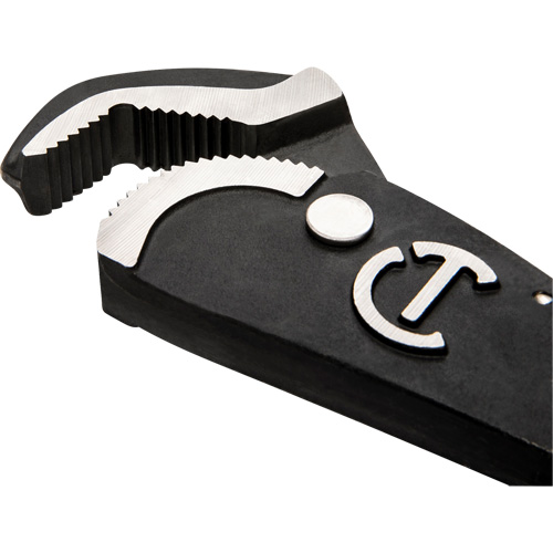 Self-Adjusting Dual Material Pipe Wrench, 1-1/2" Jaw Capacity, 12" Long, Black Oxide Finish, Cushion Handle Chandler Sales