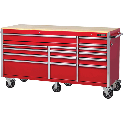 PRC7215 Pro Series Roller Cabinet, 15 Drawers, 72" W x 24" D x Red Chandler Sales