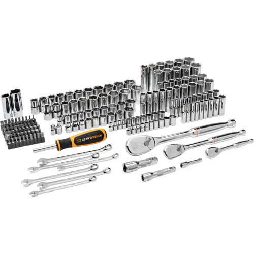 Jeu d'outils manuels pour m&eacute;canicien 90T SAE/MM avec prises 1/4", 3/8” & 1/2" Chandler Sales