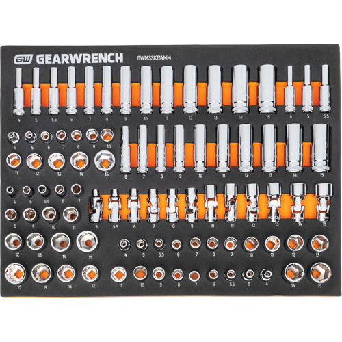 MEGAMOD Metric Mechanics Tool Set in Modular Foam Trays with Rolling Cabinet, 358 Pieces Chandler Sales