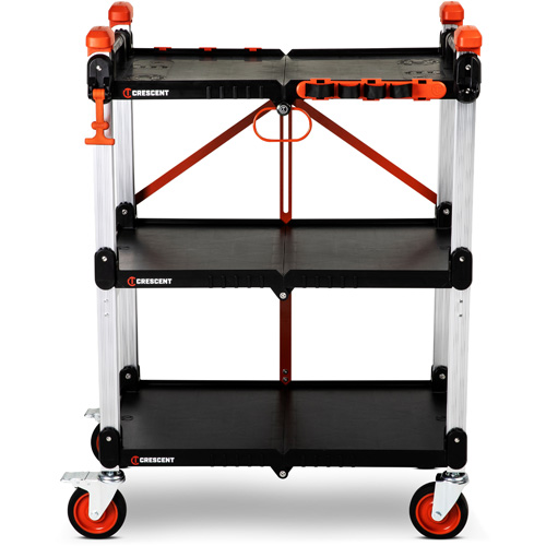 SITERUNNER 3-Shelf Folding Jobsite Cart, 30-3/5" L x 20" W x 42-1/2" H, Black Chandler Sales