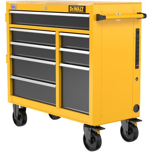 Postes de travail industriel mobile, 8 tiroirs, 40" la x Jaune Chandler Sales