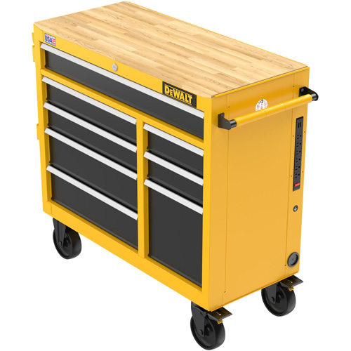 Postes de travail industriel mobile, 8 tiroirs, 40" la x Jaune Chandler Sales