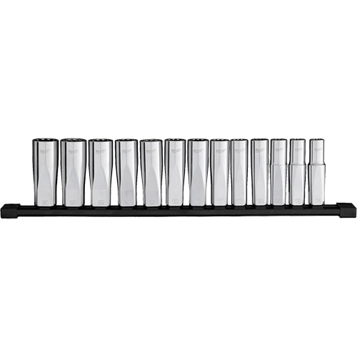 12-Point Deep Well Metric Socket Set, 13 Pcs, 1/2" Drive Size, Deep Chandler Sales