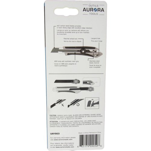 Couteau professionnel de 18 mm, Acier inoxydable, Robuste, Prise en Caoutchouc Chandler Sales