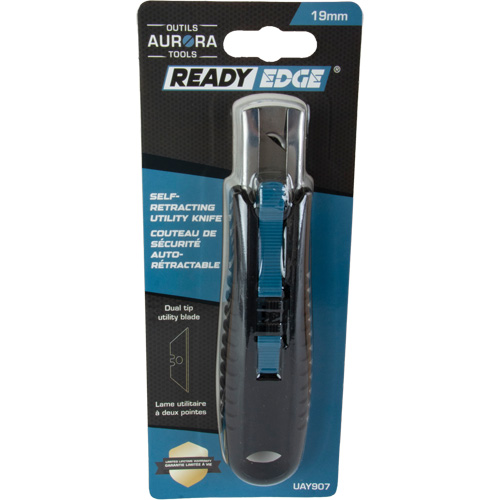 Couteau de s&eacute;curit&eacute; r&eacute;tractable standard, Acier inoxydable, Prise en Caoutchouc Chandler Sales