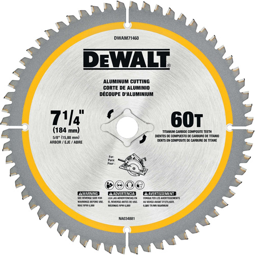 Tungsten Carbide-Tipped Steel Circular Saw Blade, 7-1/4", 60 Teeth, Non-Ferrous Use Chandler Sales