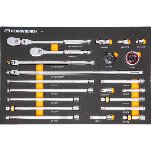 3/8" 90-Tooth Ratchet & Drive Tool Set with Foam Storage Tray Chandler Sales