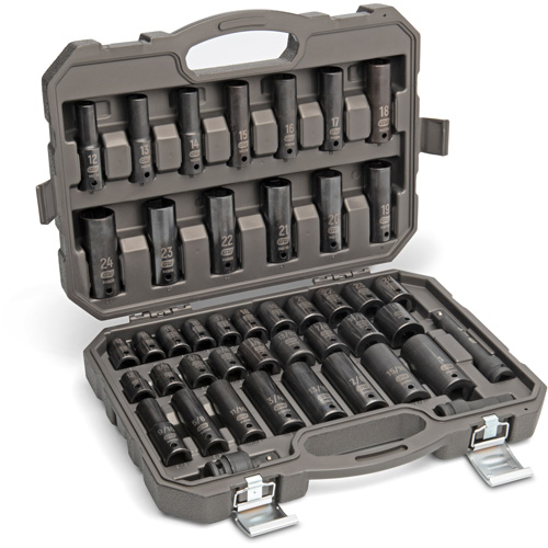Jeu de douilles SAE/m&eacute;triques &agrave; 6 pans, 44 Mcx, Chocs, Prise de 1/2", Profond Chandler Sales
