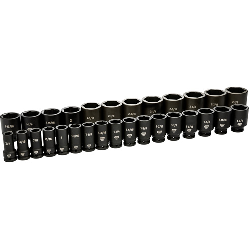 Jeu de douilles SAE &agrave; 6 pans, 29 Mcx, Chocs, Prise de 3/4", Profond Chandler Sales