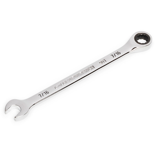 90-Tooth Ratcheting Combination Wrench, 12 Point, 7/16", Chrome Finish Chandler Sales