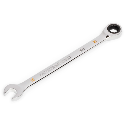 90-Tooth Ratcheting Combination Wrench, 12 Point, 10 mm, Chrome Finish Chandler Sales