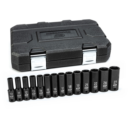 Jeu de douilles m&eacute;triques &agrave; 6 pans, 14 Mcx, Chocs, Prise de 1/2", Profond Chandler Sales