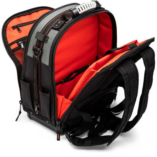 Tradesman Backpack, 18" L x 10" W, Black/Grey/Orange, Polyester Chandler Sales