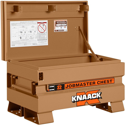 Model 32 Jobsite Chest with Padlock, 32" x 19" x 19", Steel, Tan Chandler Sales