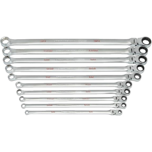 120XP Universal Spline XL Flex Head GearBox Wrench Set, Ratcheting Box, 10 Pieces, Imperial Chandler Sales