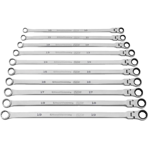 120XP Universal Spline XL Flex Head GearBox Wrench Set, Ratcheting Box, 10 Pieces, Imperial Chandler Sales