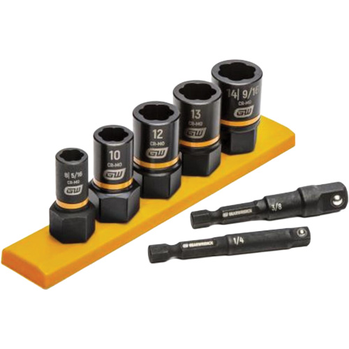 Jeu de douilles d'extraction m&eacute;trique Bolt Biter, 7 Mcx, Chocs, Prise de 1/4"/3/8" Chandler Sales