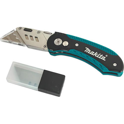 Folding Quick-Change Jobsite Utility Knife with 10-Piece Replacement Blades, Steel Blade Chandler Sales