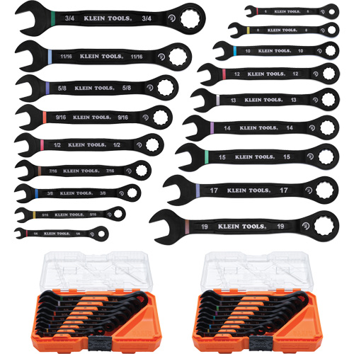 Wrench Set, Ratcheting Combination, 18 Pieces, Imperial and Metric Chandler Sales