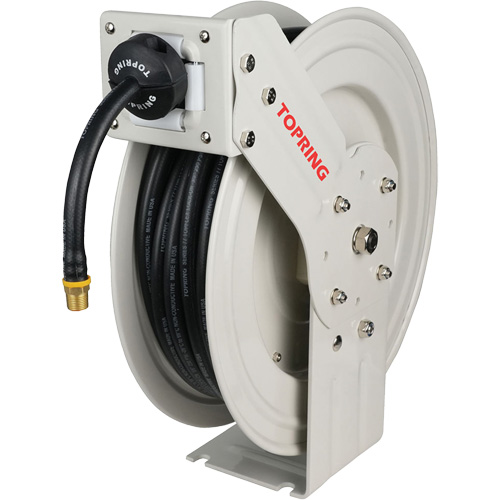 MAXREEL Single-Arm Automatic Rewind L Hose Reel with Rubber Hose, Air, 3/8" x 50', Single Hose, 250 PSI Chandler Sales