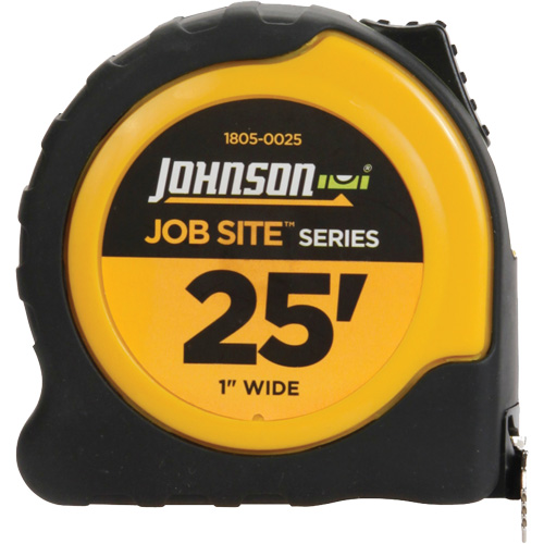 Job Site Power Tape with Steel Belt Clip, 1" x 25', 1/16" Graduations Chandler Sales