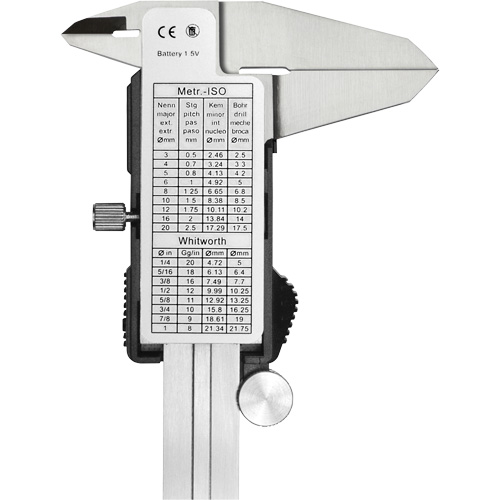 Digital Caliper, 0.0005" (0.01 mm) Resolution, 0" - 6" (0 mm - 150 mm) Range Chandler Sales
