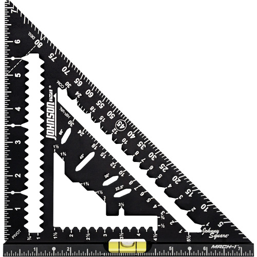 7-1/4" Johnny Square&reg; MACH-1 Smart Mark Rafter Square with Level Vial Chandler Sales