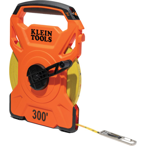 Open Reel Tape Measure with Single Hook and Carabiner, 1/2" x 300', 1/10" Graduations Chandler Sales