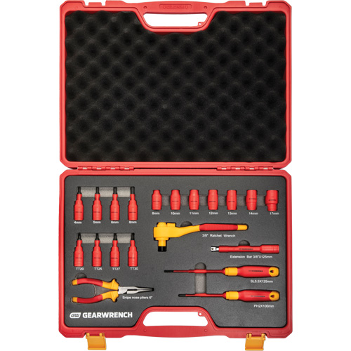 Jeu d'outils isol&eacute;s VDE &agrave; prise 3/8", 1000 V, 20 M Chandler Sales