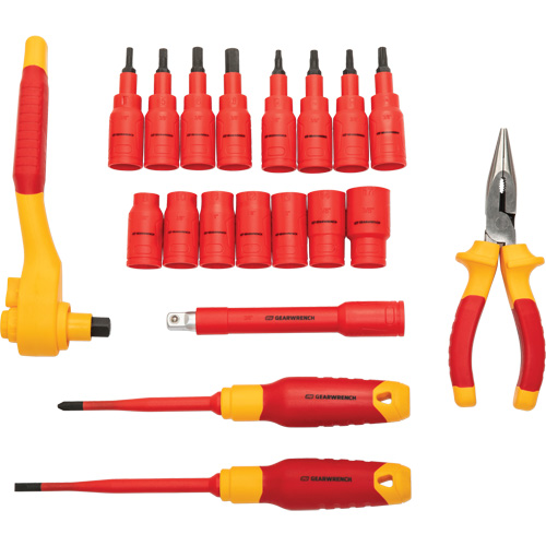 Jeu d'outils isol&eacute;s VDE &agrave; prise 3/8", 1000 V, 20 M Chandler Sales