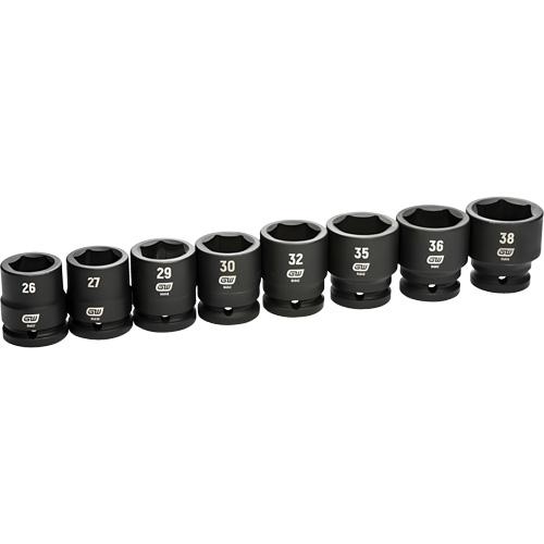 6-Point Metric Socket Set, 8 Pcs, Impact, 3/4" Drive Size Chandler Sales