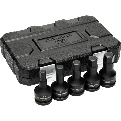 Metric Impact Bit Socket Set with Blow Mold Case, Hex, 3/4" Drive, 5 Pcs Chandler Sales