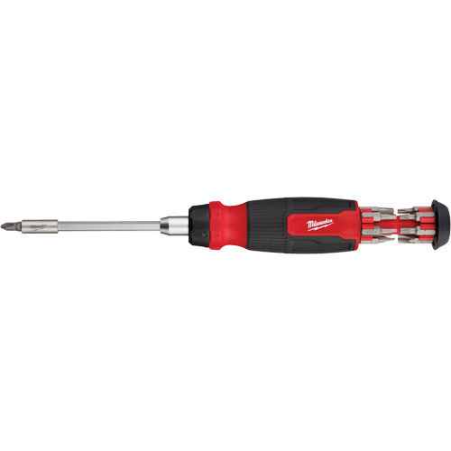 14-in-1 Ratcheting 1/4" Drive Multi-Bit Screwdriver, 10-11/100" L, Cushion Grip Handle Chandler Sales