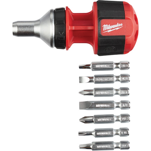 Tournevis compact &agrave; cliquet 8-en-1 &agrave; embouts multiples avec porte-embout de 1/4", Prise Coussin&eacute;e Chandler Sales