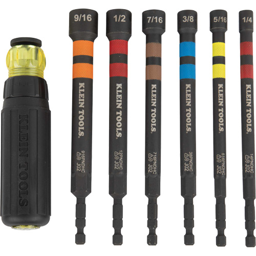 6-Piece Hollow Ratcheting Power Nut Driver Set, 1/4''/5/16''/3/8''/7/16''/1/2''/9/16'' Tip, 1/4" Drive, 6.3" L, Magnetic Chandler Sales