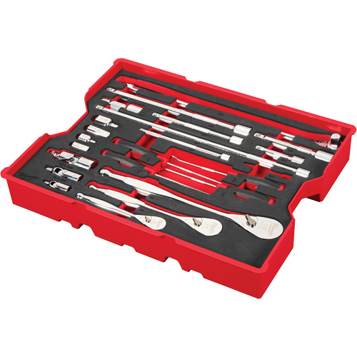 1/4”, 3/8” & 1/2” Drive Ratchet & Accessory Set with Tray for PACKOUT Drawers, 23 Pcs Chandler Sales
