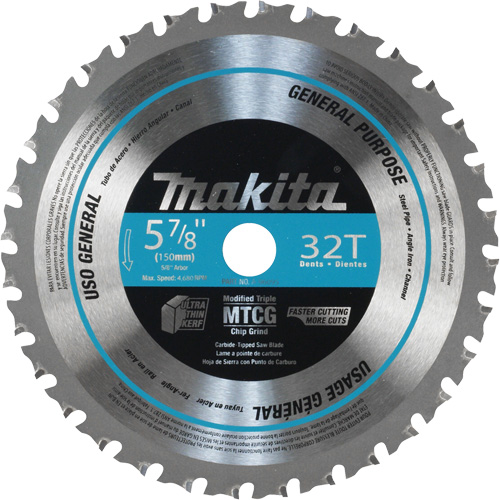 Lame de scie &agrave; bout au carbure pour un usage g&eacute;n&eacute;ral, 5-7/8", 32 dents, Pour M&eacute;tal Chandler Sales