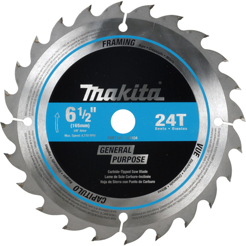 Lame de scie circulaire &agrave; pointe au carbure pour charpente, 6-1/2", 24 dents, Pour Bois Chandler Sales