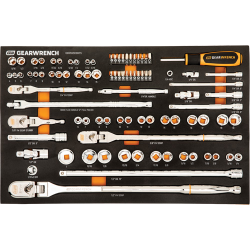 Jeu doutils de m&eacute;canicien 120XP &agrave; entraînement de 1/4", 3/8" et 1/2" avec plateau en mousse, 89 M Chandler Sales